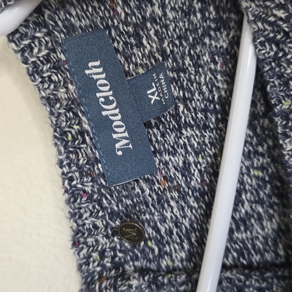 Modcloth Blue & White Speckle Sweater With Button Back Detail XL - Picture 3 of 4